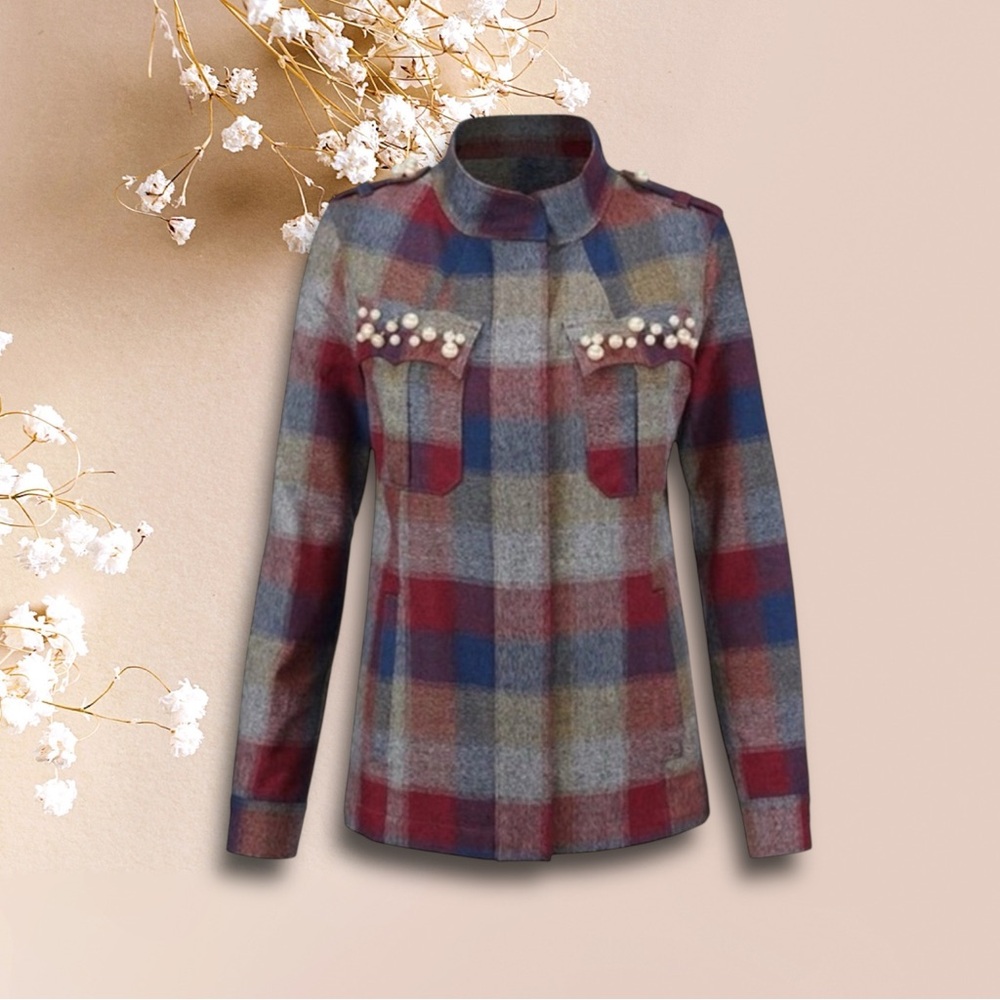 Cabi College‎ Plaid Pearl Shacket Jacket 3555